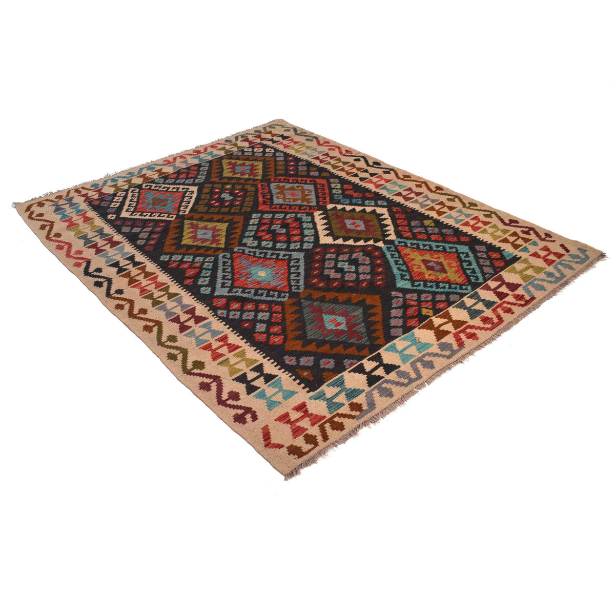 Handmade Vegetable Kilim 5' 0 x 6' 6 (ft) - No. B34720
