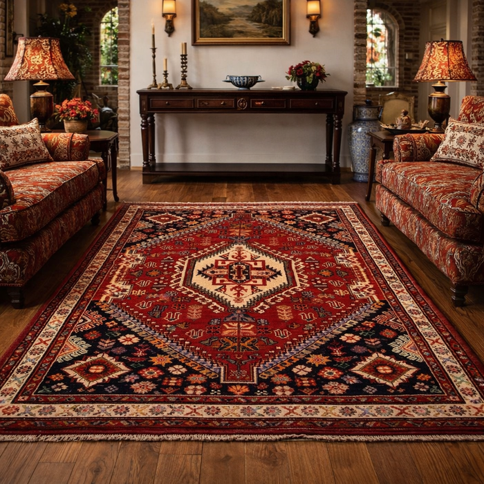 Handmade Shirazi Wool Area Rug 150 x 199 cm (ID B29773)