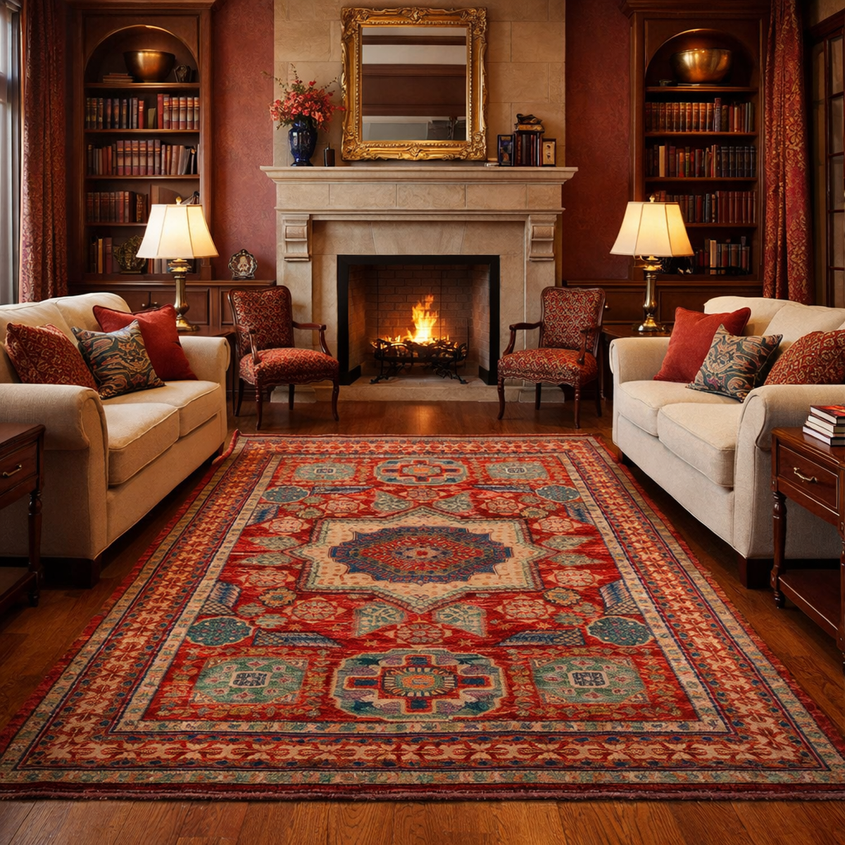 Handmade Wool Shirazi Area Rug Oriental Premium 205 x 293 (cm)  (ID P35677)