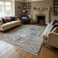 French Blue Cherry Blossom Rug 244 × 305 cm (8 x 10)