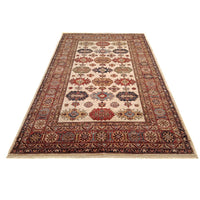 Handmade Ivory Kazak Wool Area Rug 73x111in (ID G31771)
