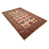 Handmade Ivory Kazak Wool Area Rug 73x111in (ID G31771)