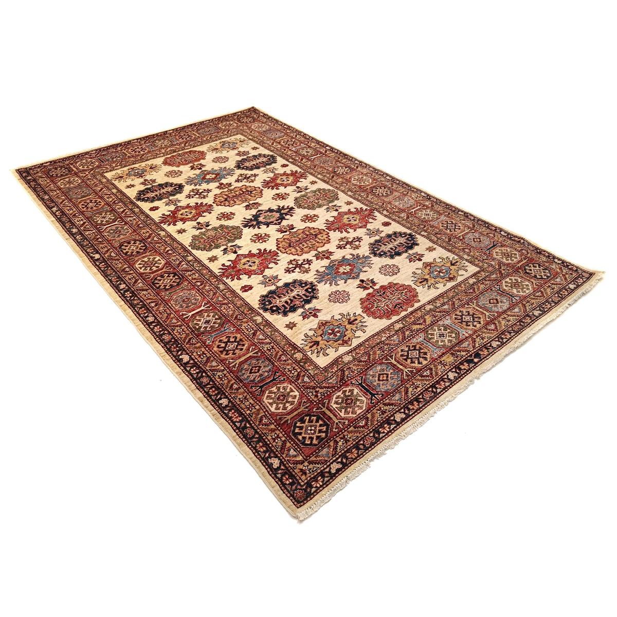 Handmade Ivory Kazak Wool Area Rug 73x111in (ID G31771)