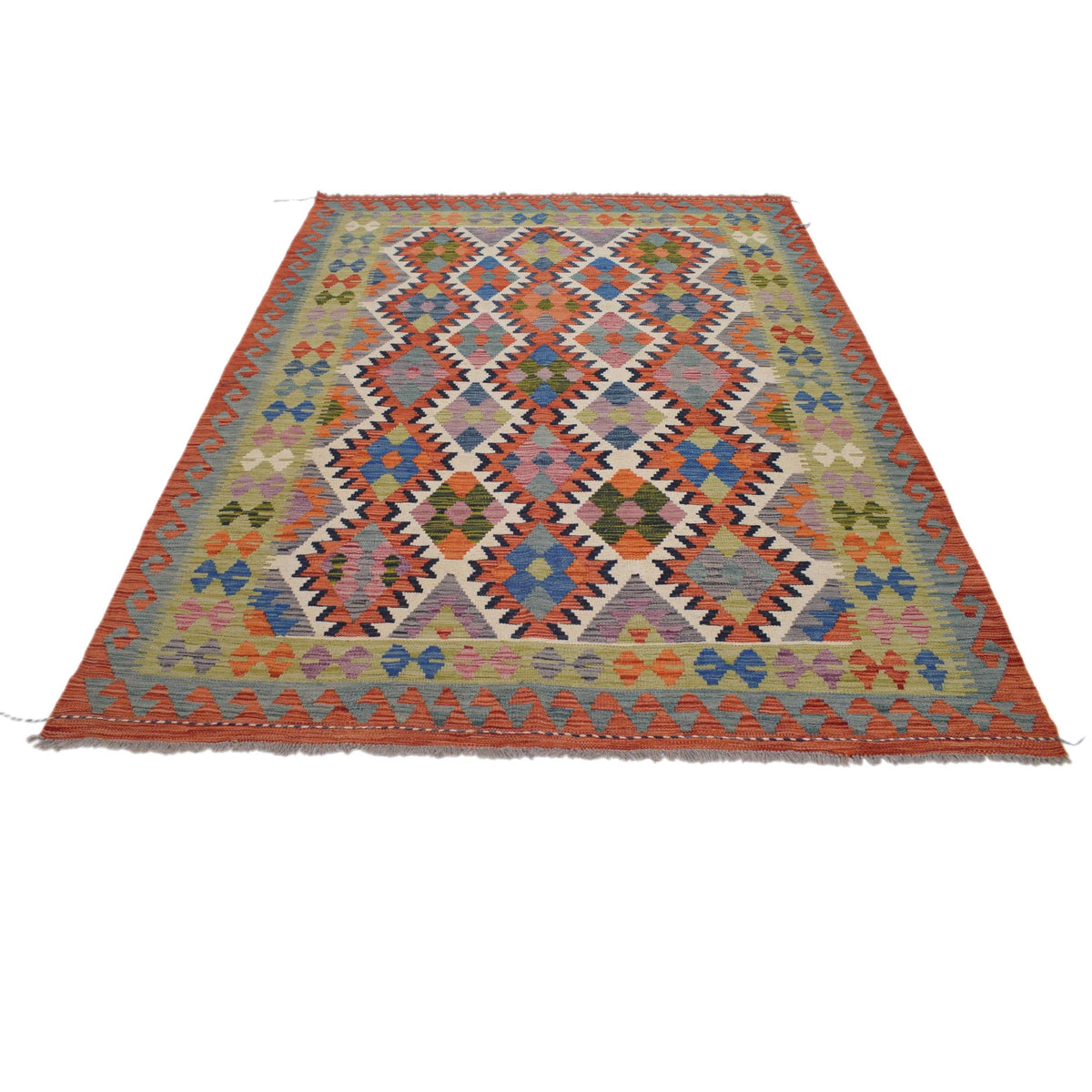 Handmade Vegetable Kilim 5' 6" x 7' 10" (ft) - No. G31802