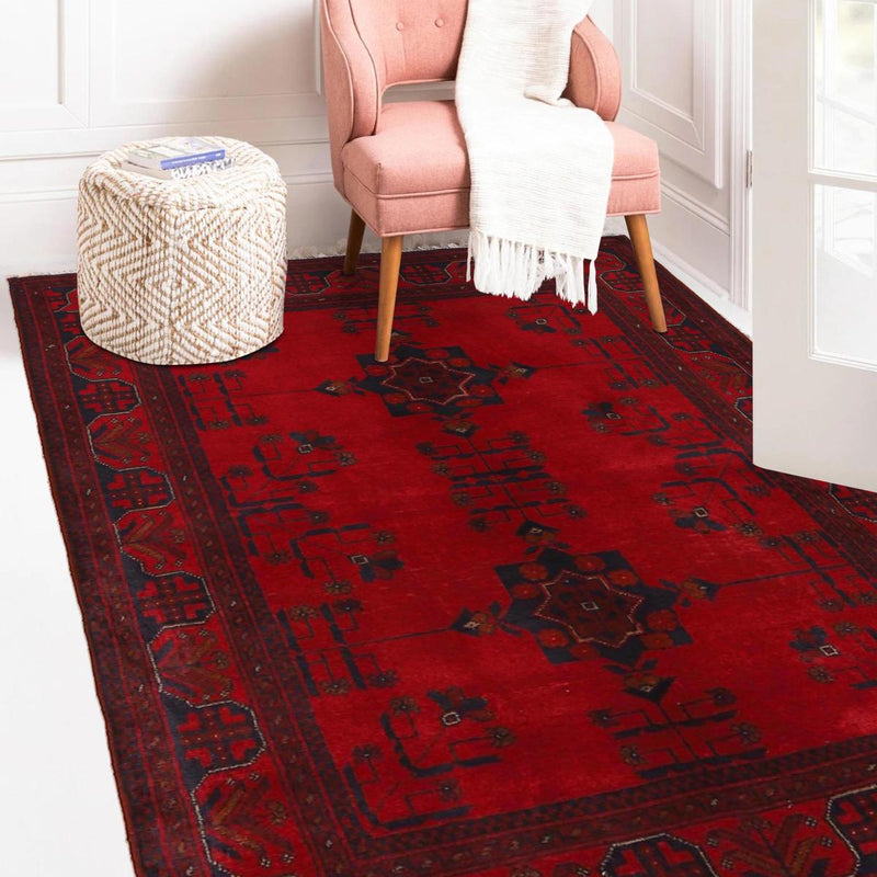 Handmade Wool Oriental Rug Red 108 x 146 (cm) (ID:G34137)