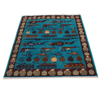 Blue Handmade Wool Area Rug 41x57 in (ID G34406)