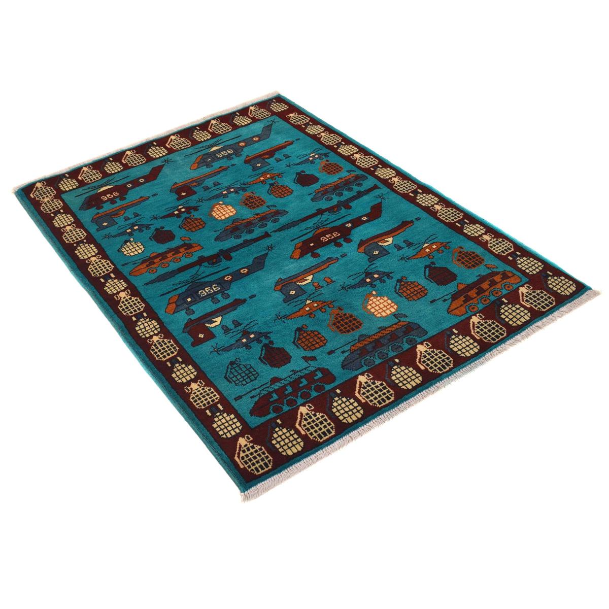 Blue Handmade Wool Area Rug 41x57 in (ID G34406)