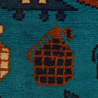 Blue Handmade Wool Area Rug 41x57 in (ID G34406)