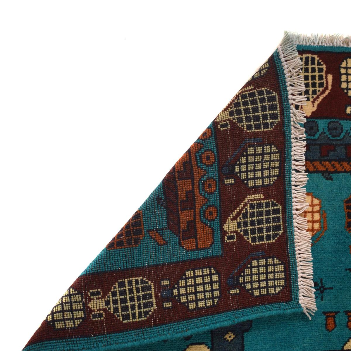 Blue Handmade Wool Area Rug 41x57 in (ID G34406)