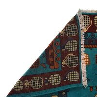 Blue Handmade Wool Area Rug 41x57 in (ID G34406)