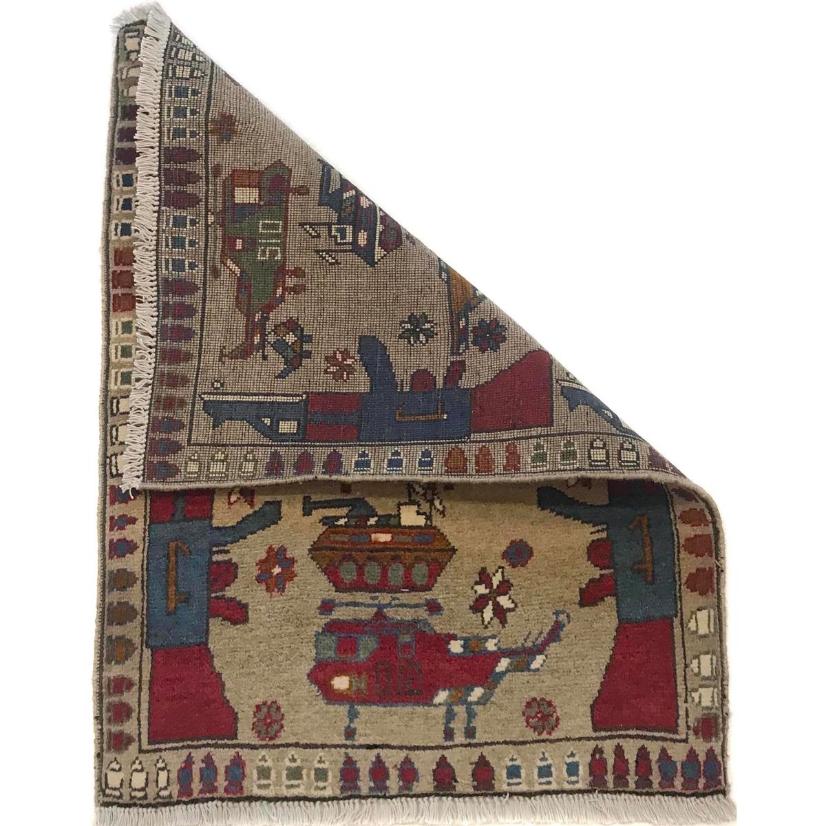 Handmade Wool War Rug 64 x 84 cm (ID G34415)