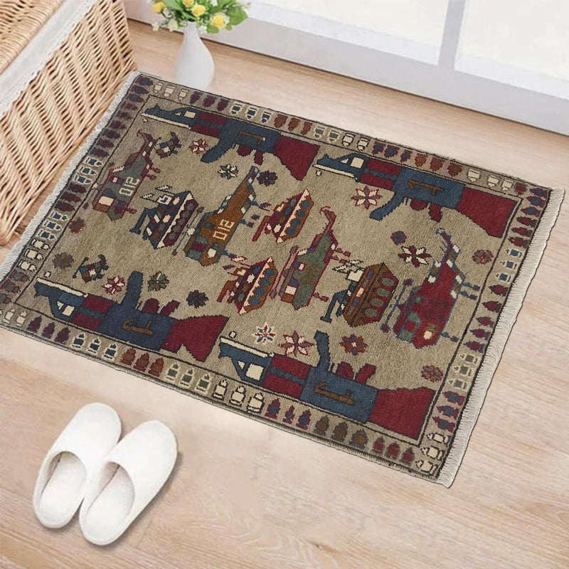 Handmade Wool War Rug 64 x 84 cm (ID G34415)