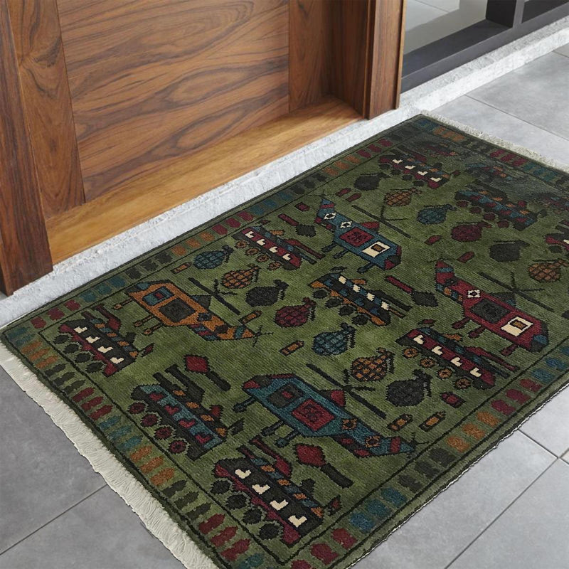 Handmade Wool Area Rug 60 x 88 cm (ID G34437)