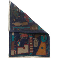 Handmade Blue War Rug Wool Area Rug 57x86cm (ID G35392)