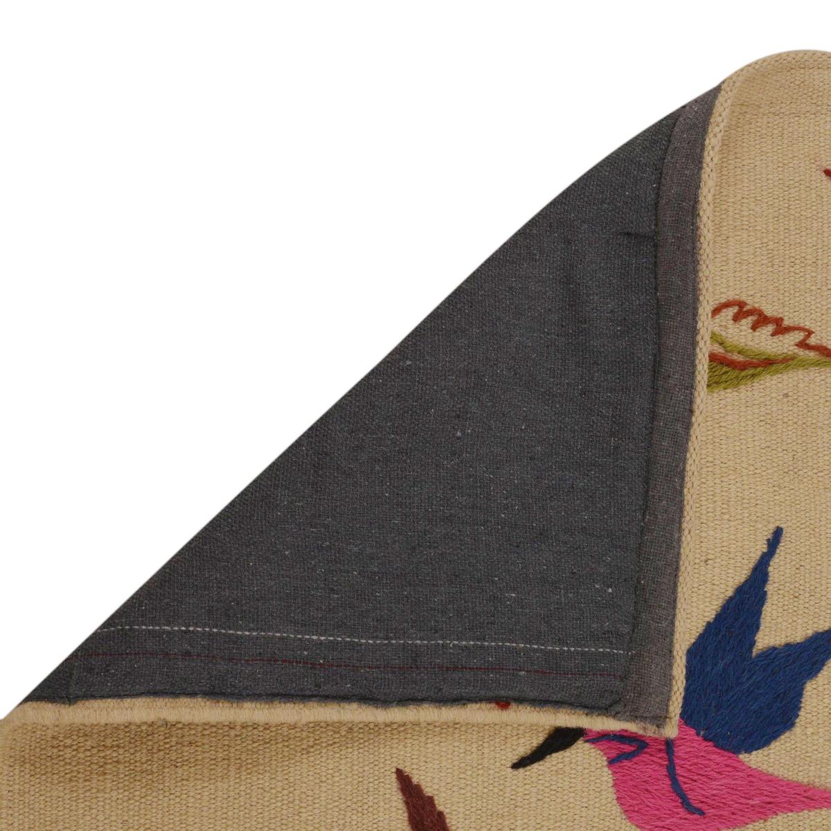 Beige Embroidered Kilim Rug – 73x122 cm – Carpet ID: P35164