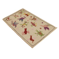 Beige Embroidered Flatweave Kilim Rug 73 x 122 cm P35165