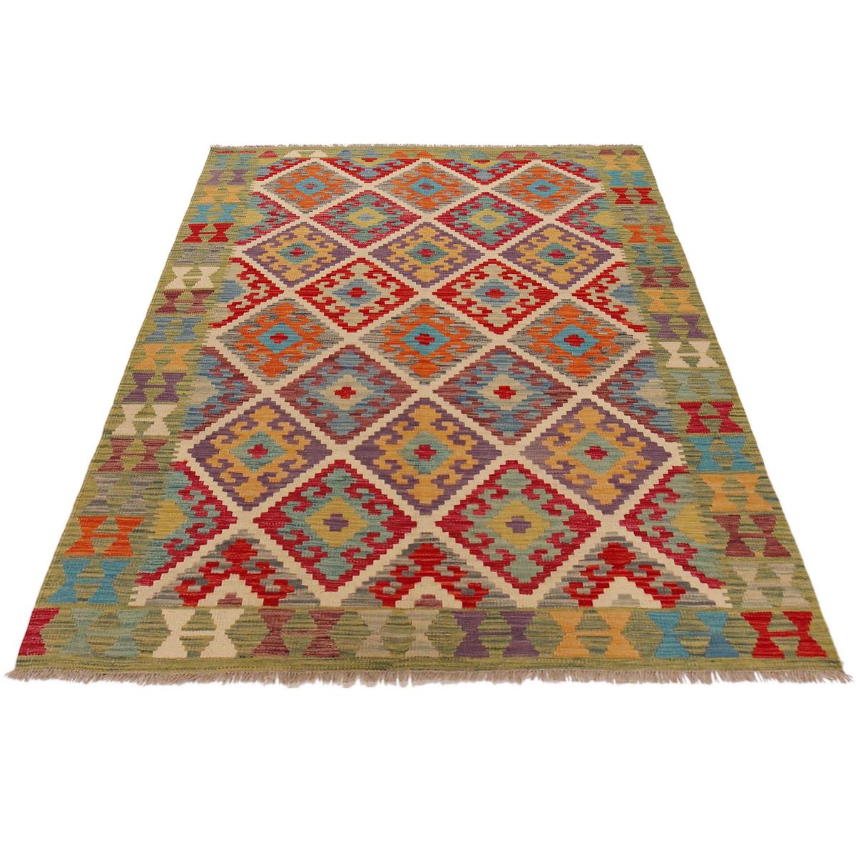 Handmade Vegetable Kelim 5' 1" x 6' 6" (ft) - No. P36100