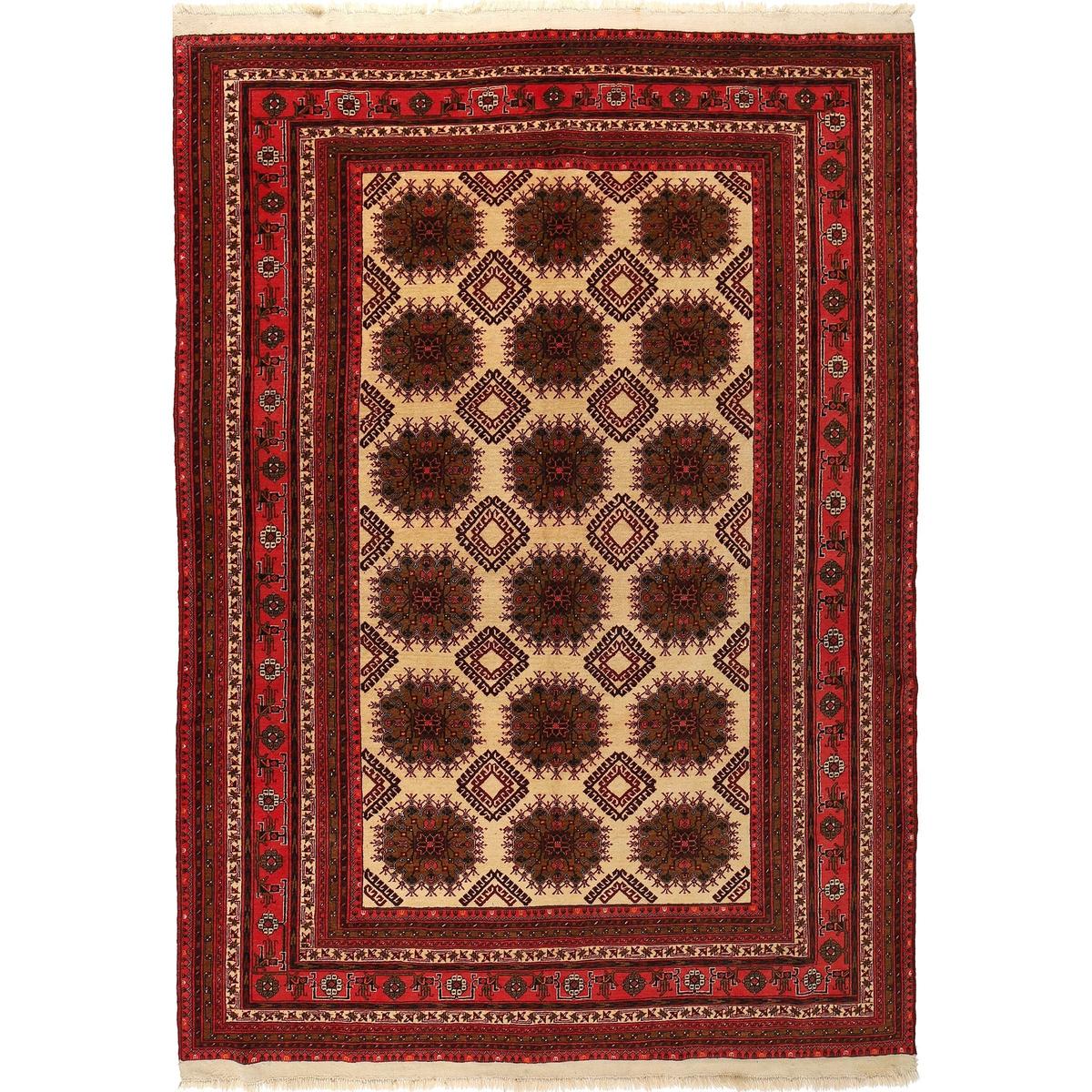 Handmade Wool Bokhara Area Rug Beige 81x115in (ID R21452)