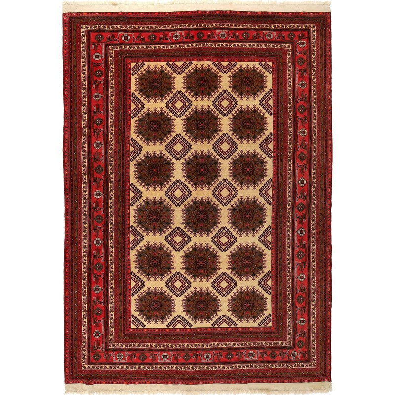 Handmade Wool Bokhara Area Rug Beige 81x115in (ID R21452)