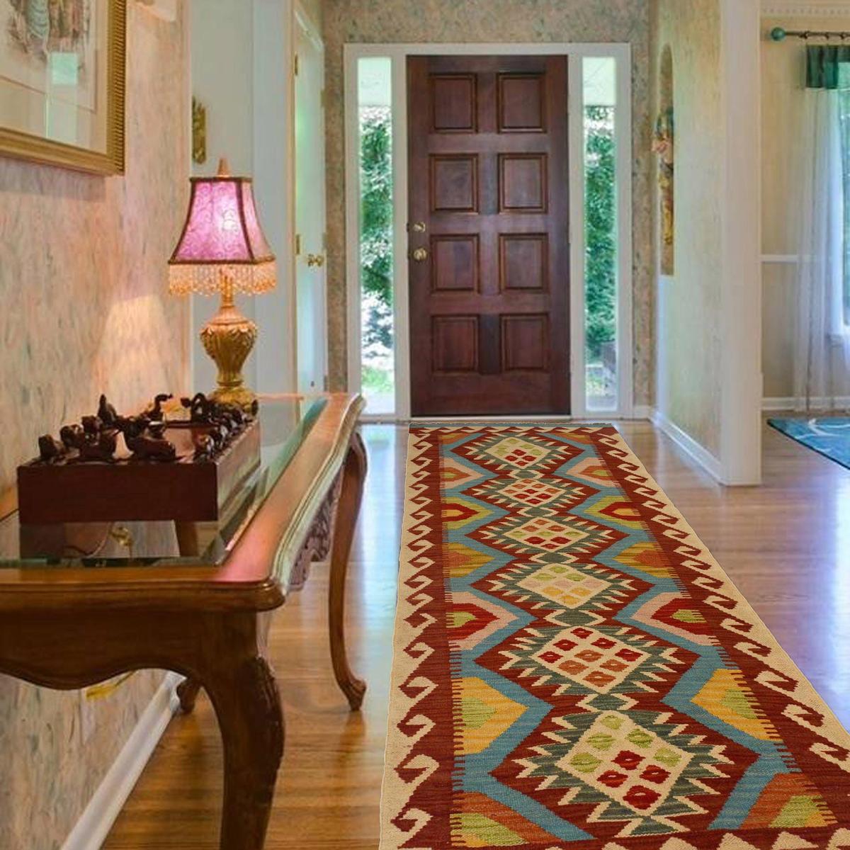 Vegetable Kelim Runner Wool Flatweave Rug W35527 24.8x75.6