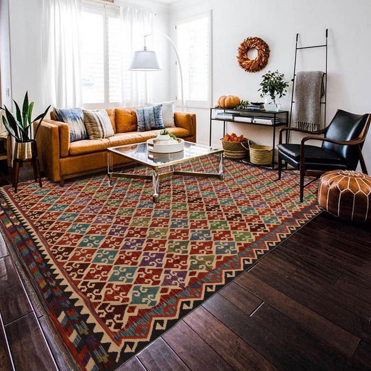 Handmade Vegetable Kilim 9' 11" x 13' 0" (ft) - No. W35577