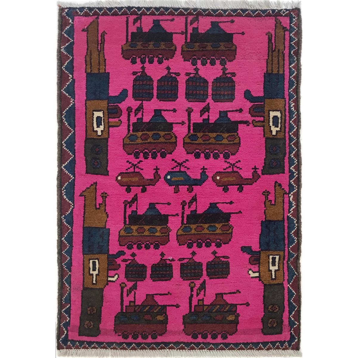 Handmade Premium Wool War Rug Area 61x89 cm (ID W35587)