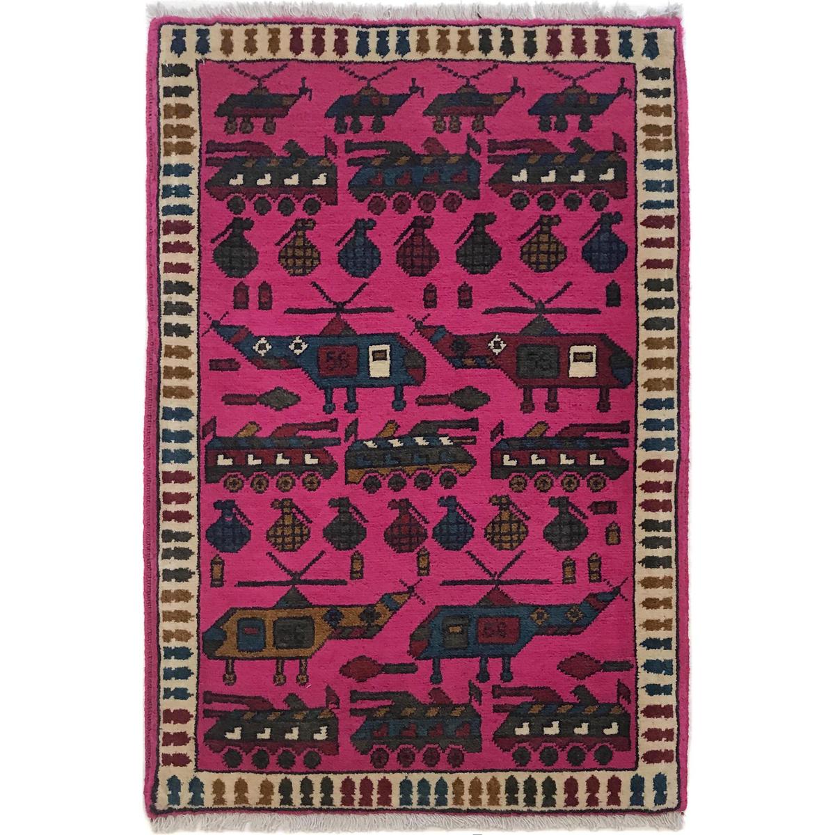 Handmade Pink War Rug 61 x 89 (cm) (ID W35588)