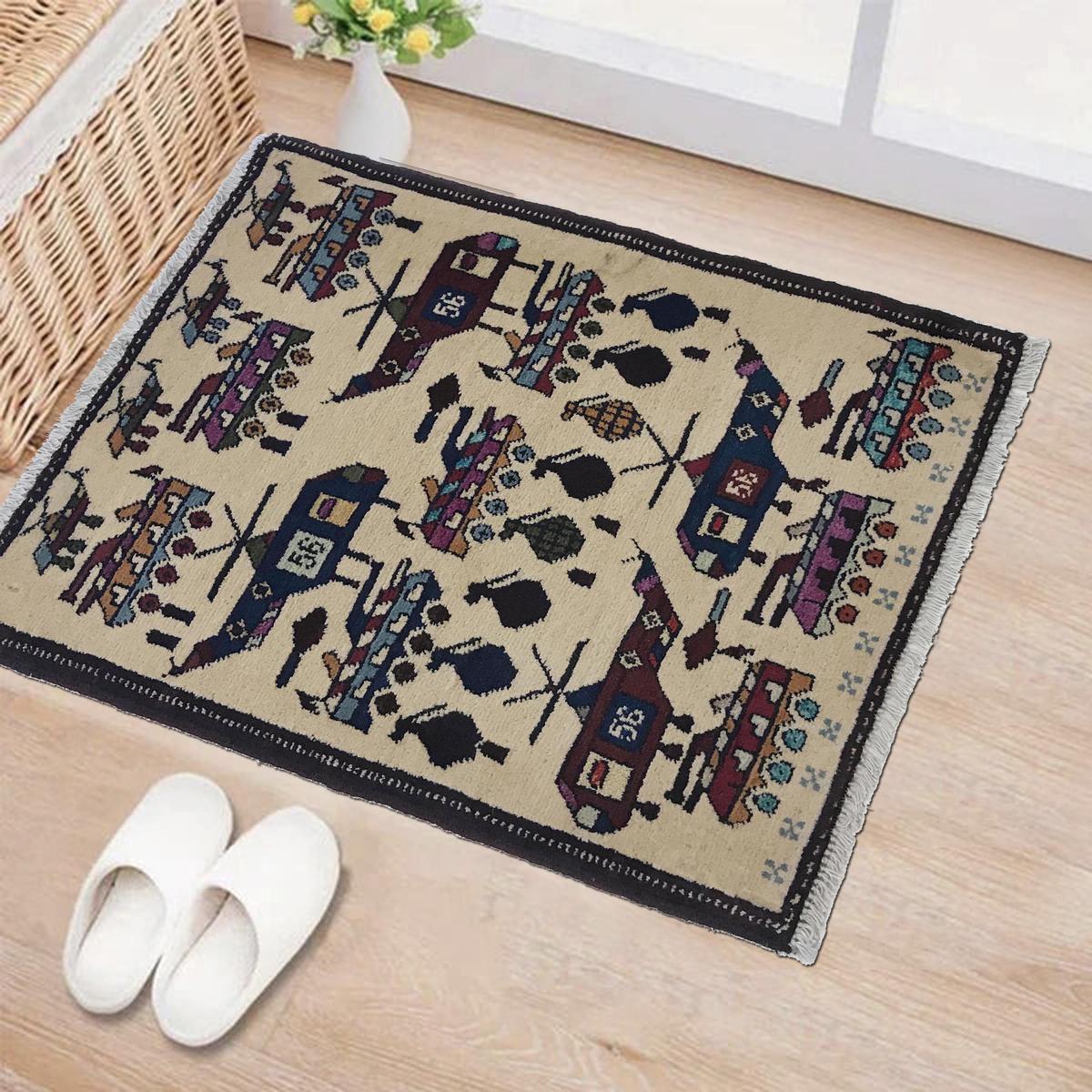 Ivory Handmade Wool Area Rug 60x78cm (ID W35592)