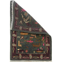 Handmade Wool War Rug Green Area Oriental Premium (ID W35593)