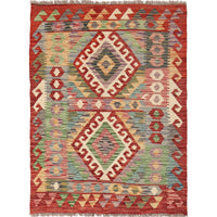 Handmade Vegetable Kilim 3' 4  x 4' 6 (ft) - No. Y16578