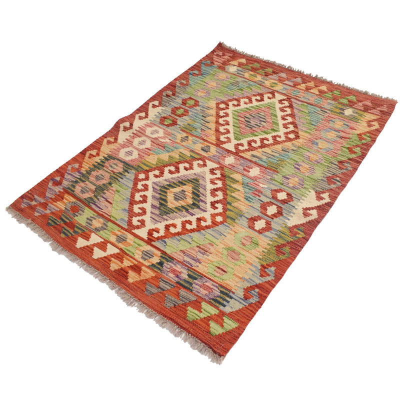Handmade Vegetable Kilim 3' 4  x 4' 6 (ft) - No. Y16578