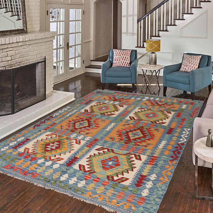 Handmade Vegetable Kelim 5' 7" x 7' 5" (ft) - No. Y31004