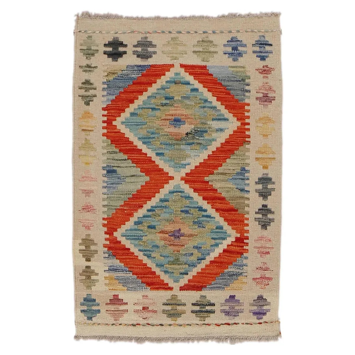 Handmade Natural Wool Kilim Rug 61 × 89 cm – No. Y31862